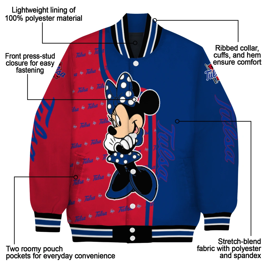 tulsa golden hurricane minnie mouse blue varsity jacket new arrival tulsa golden hurricane minnie mouse blue varsity jacket new arrival
