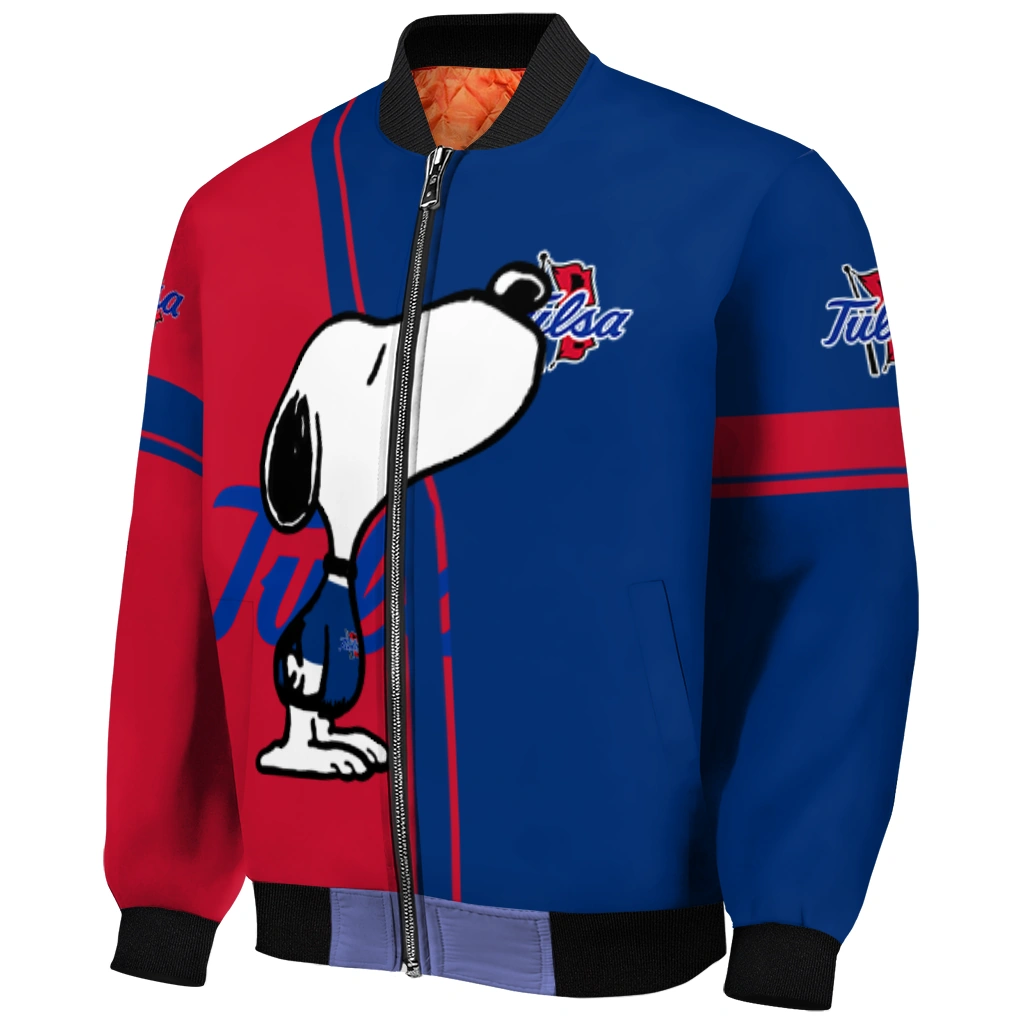 tulsa golden hurricane snoopy attitude blue bomber jacket fashion forward tulsa golden hurricane snoopy attitude blue bomber jacket fashion forward
