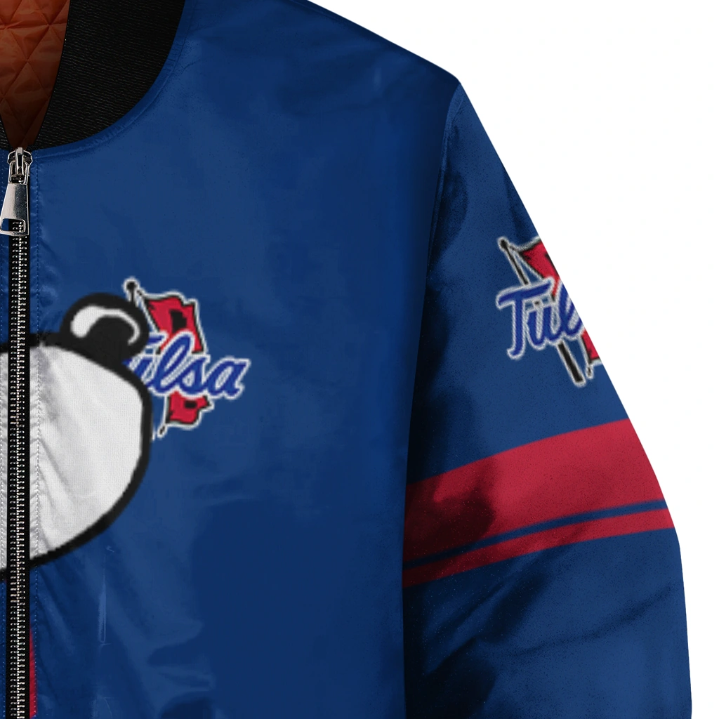 tulsa golden hurricane snoopy attitude blue bomber jacket premium grade tulsa golden hurricane snoopy attitude blue bomber jacket premium grade