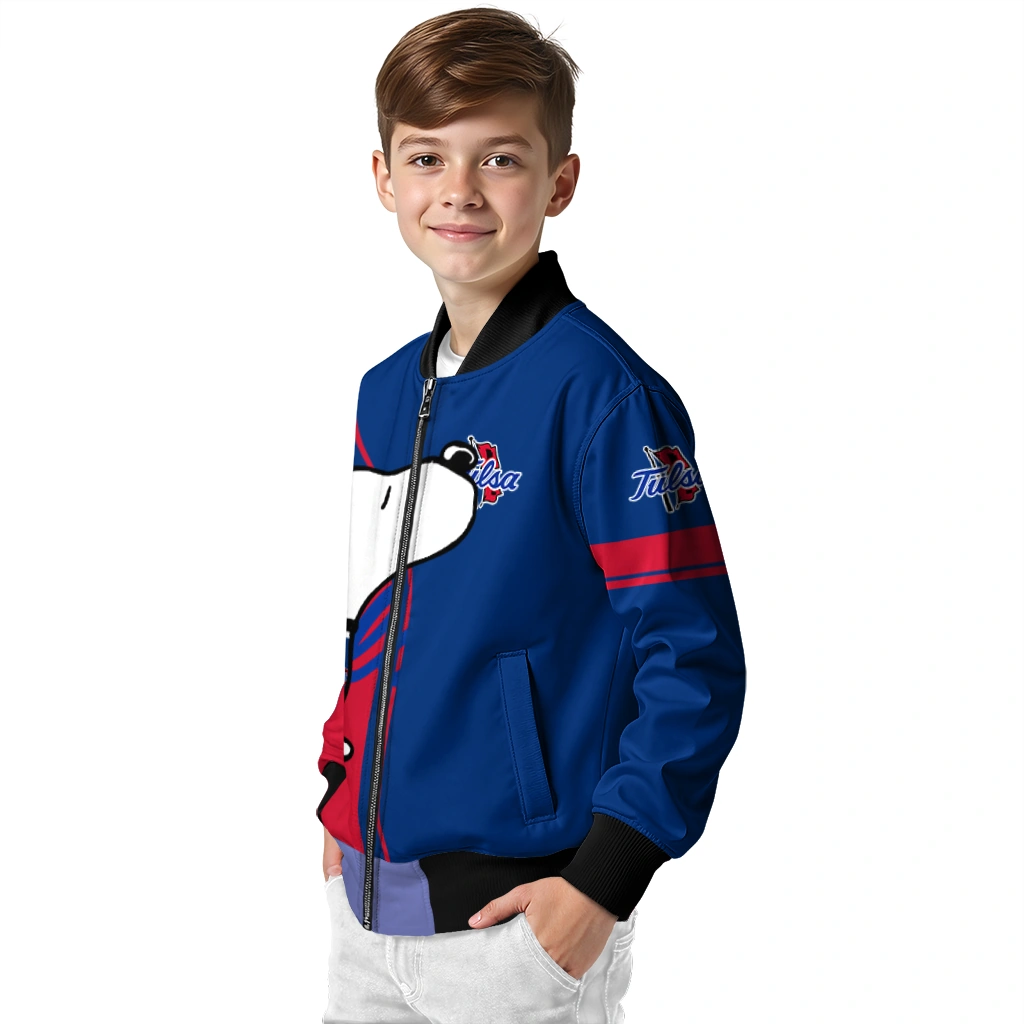 tulsa golden hurricane snoopy attitude blue bomber jacket trendy tulsa golden hurricane snoopy attitude blue bomber jacket trendy