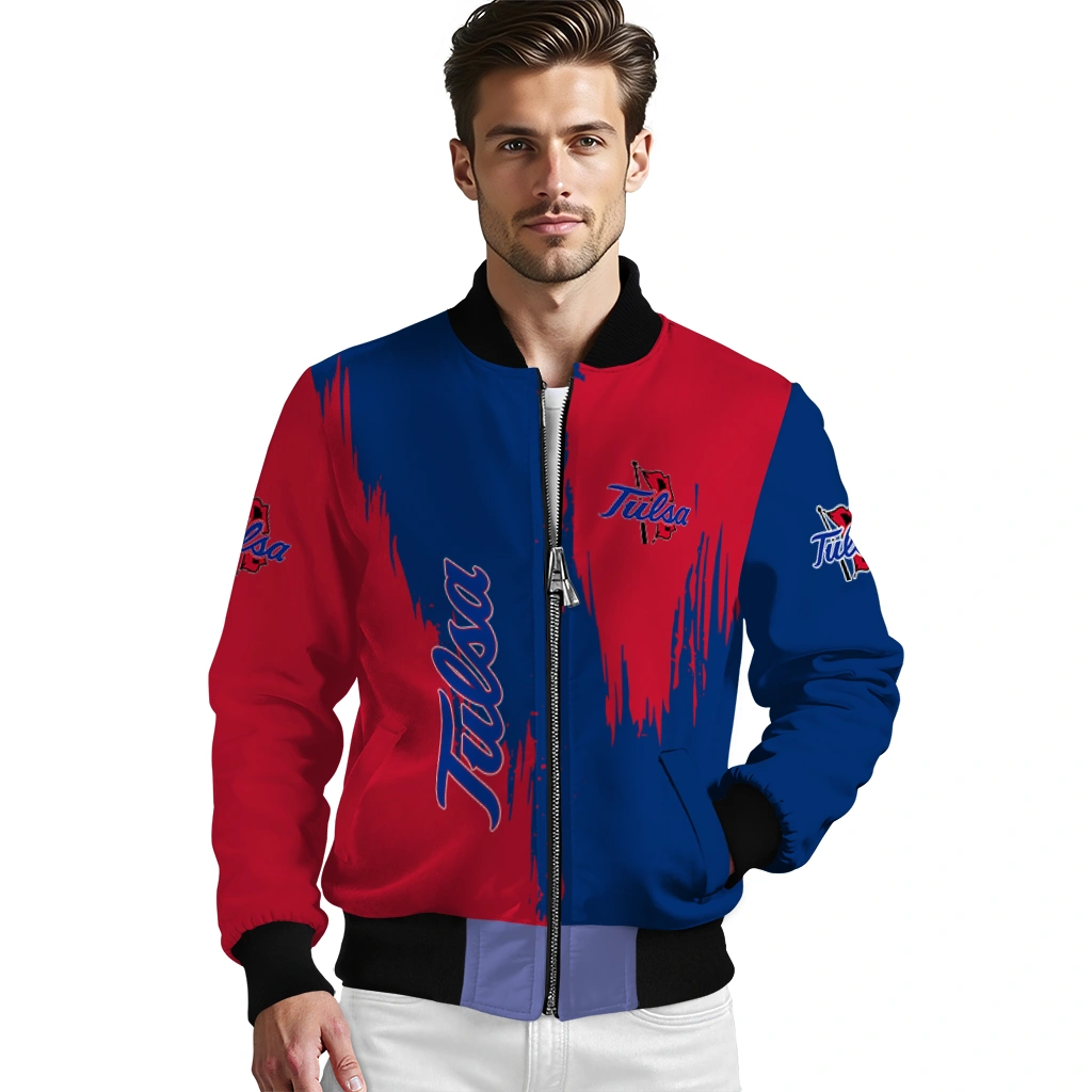 tulsa golden hurricane urban mark blue bomber jacket high quality tulsa golden hurricane urban mark blue bomber jacket high quality