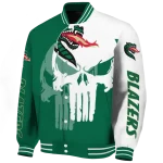 uab blazers skull outline green white varsity jacket best selling