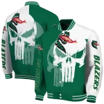 uab blazers skull outline green white varsity jacket best selling