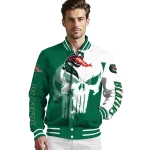 uab blazers skull outline green white varsity jacket best selling