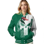 uab blazers skull outline green white varsity jacket best selling