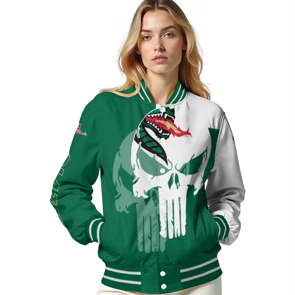 uab blazers skull outline green white varsity jacket latest model uab blazers skull outline green white varsity jacket latest model
