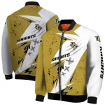 ucf knights ripped bolt gold white bomber jacket best selling