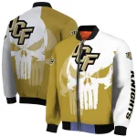 ucf knights skull outline gold white bomber jacket best selling
