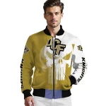 ucf knights skull outline gold white bomber jacket best selling