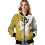 ucf knights skull outline gold white bomber jacket best selling