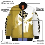 ucf knights skull outline gold white bomber jacket best selling