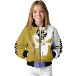 ucf knights skull outline gold white bomber jacket best selling