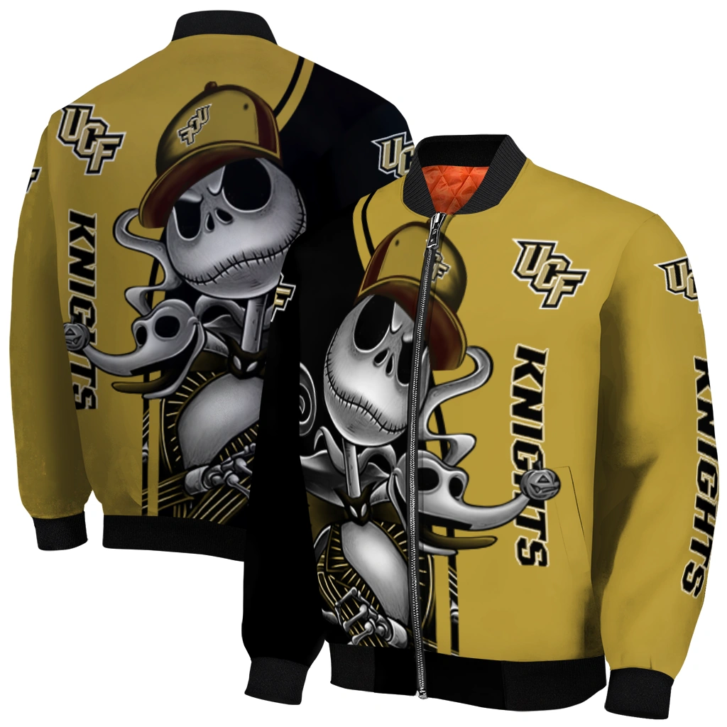 ucf knights spooky grin gold bomber jacket best selling ucf knights spooky grin gold bomber jacket best selling