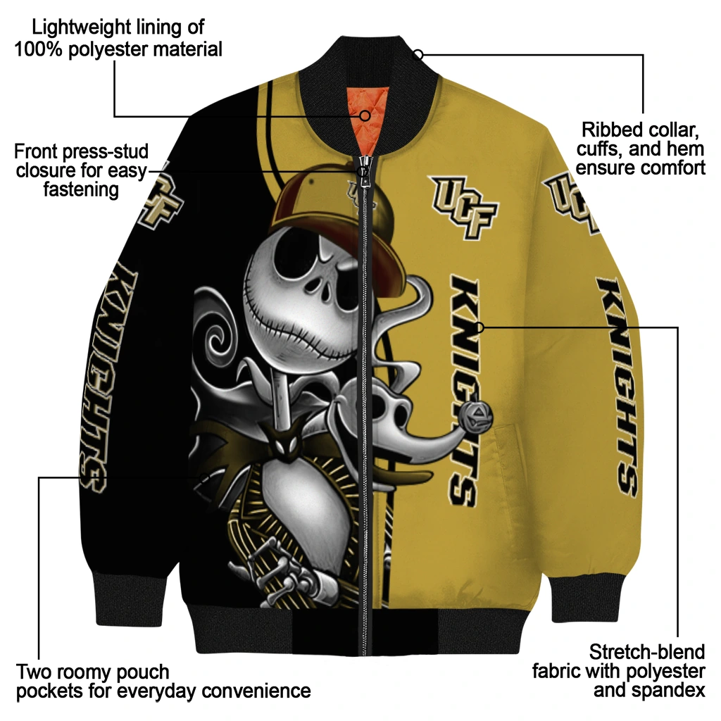 ucf knights spooky grin gold bomber jacket new arrival ucf knights spooky grin gold bomber jacket new arrival