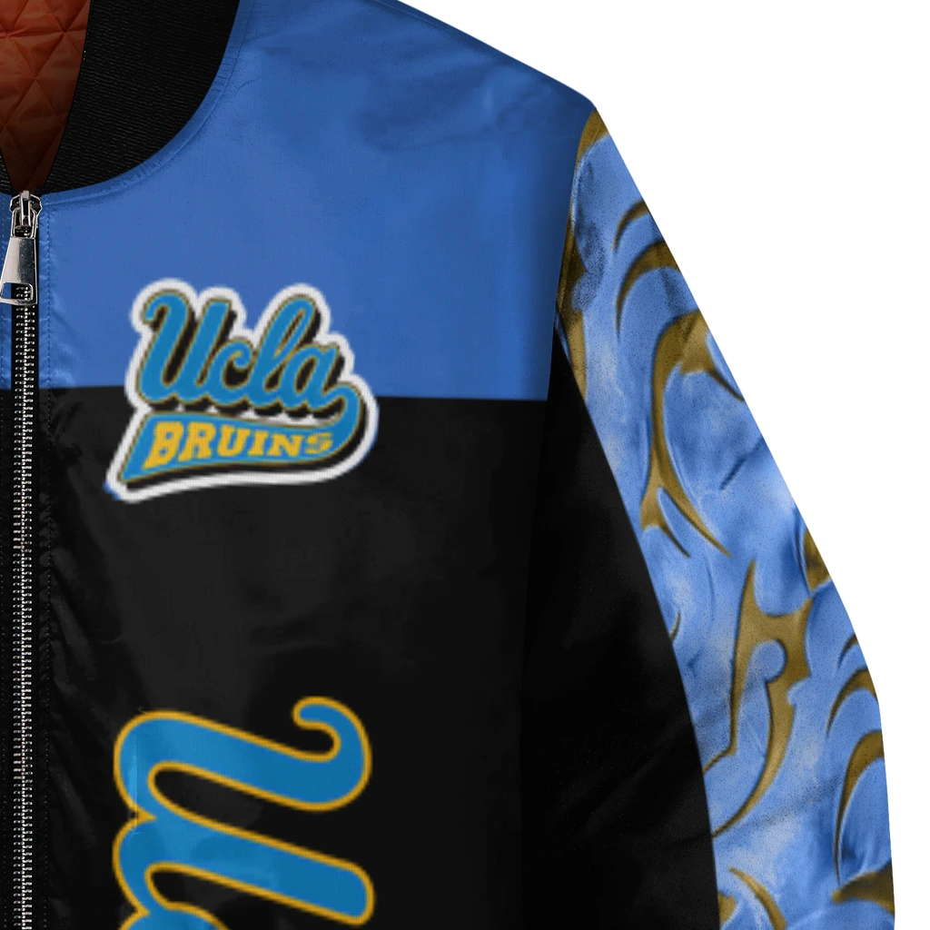 ucla bruins fire skull blue black bomber jacket premium grade ucla bruins fire skull blue black bomber jacket premium grade