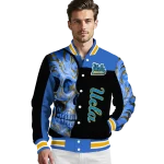ucla bruins fire skull blue black varsity jacket best selling