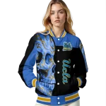 ucla bruins fire skull blue black varsity jacket best selling