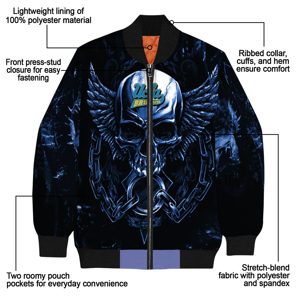 ucla bruins skull bite blue black bomber jacket new arrival ucla bruins skull bite blue black bomber jacket new arrival