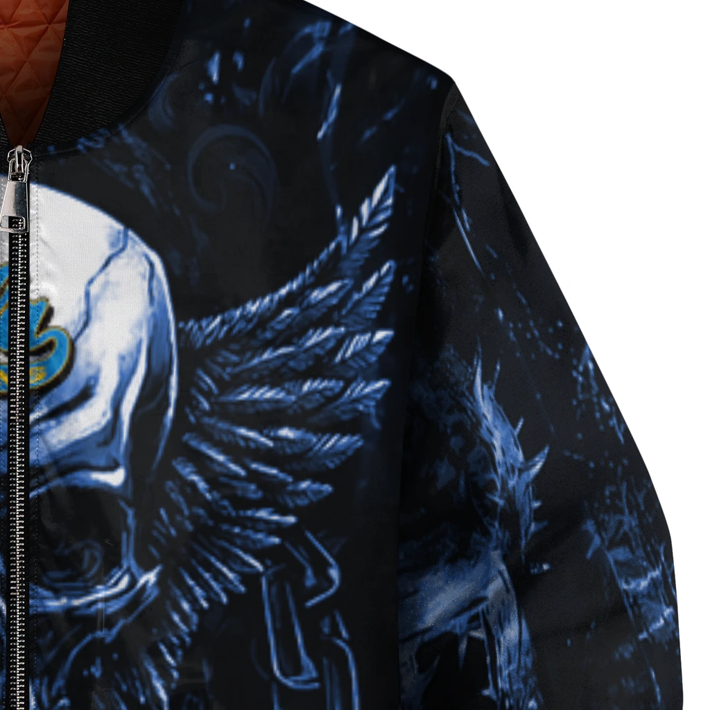 ucla bruins skull bite blue black bomber jacket premium grade ucla bruins skull bite blue black bomber jacket premium grade