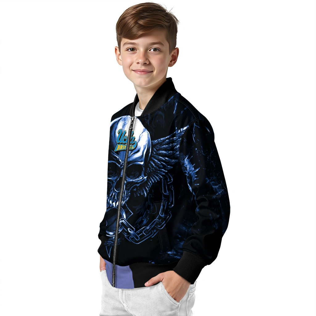 ucla bruins skull bite blue black bomber jacket trendy ucla bruins skull bite blue black bomber jacket trendy