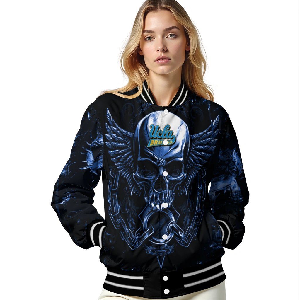 ucla bruins skull bite blue black varsity jacket latest model ucla bruins skull bite blue black varsity jacket latest model