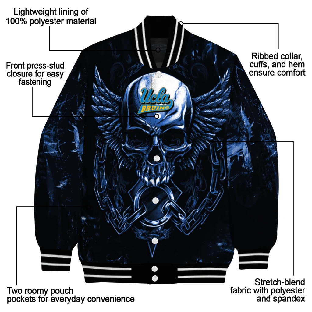 ucla bruins skull bite blue black varsity jacket new arrival ucla bruins skull bite blue black varsity jacket new arrival