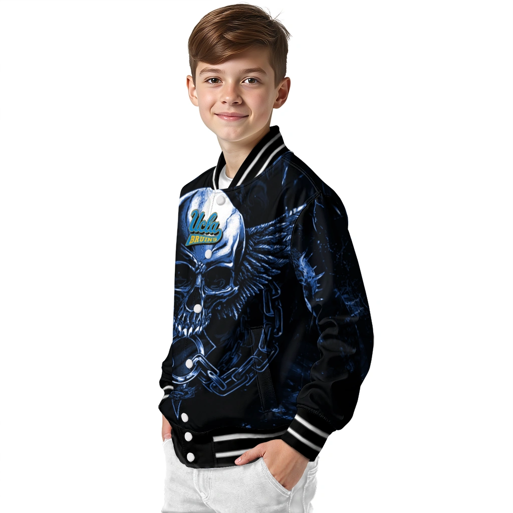 ucla bruins skull bite blue black varsity jacket trendy ucla bruins skull bite blue black varsity jacket trendy