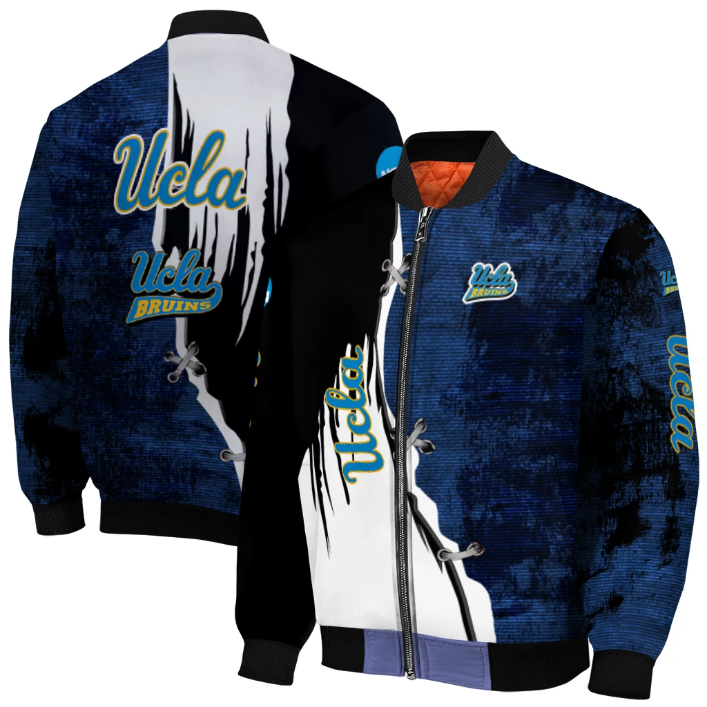 ucla bruins torn texture print blue black bomber jacket best selling ucla bruins torn texture print blue black bomber jacket best selling