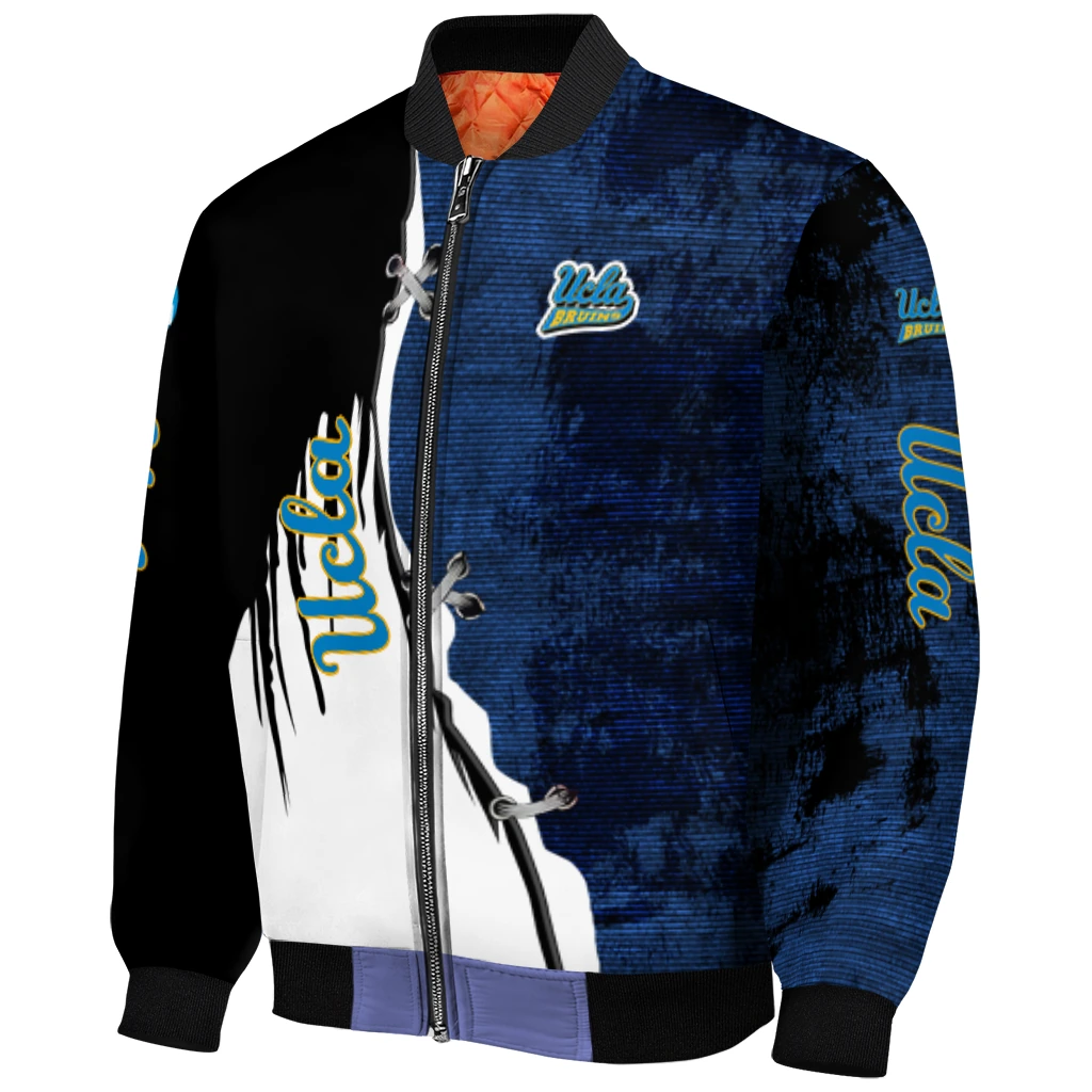 ucla bruins torn texture print blue black bomber jacket fashion forward ucla bruins torn texture print blue black bomber jacket fashion forward
