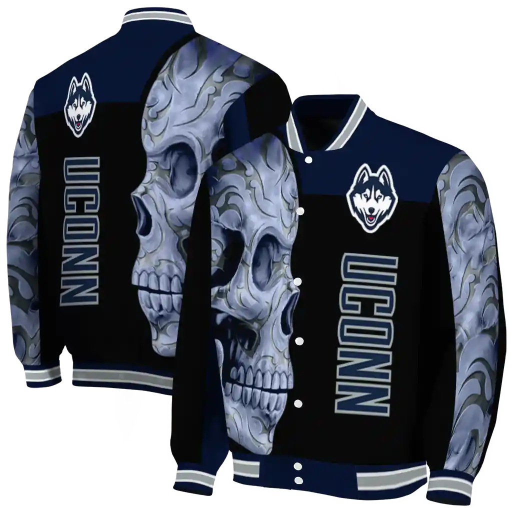 uconn huskies fire skull blue black varsity jacket fashion forward uconn huskies fire skull blue black varsity jacket fashion forward