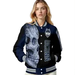 uconn huskies fire skull blue black varsity jacket best selling