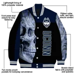 uconn huskies fire skull blue black varsity jacket best selling
