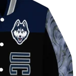 uconn huskies fire skull blue black varsity jacket best selling