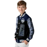 uconn huskies fire skull blue black varsity jacket best selling