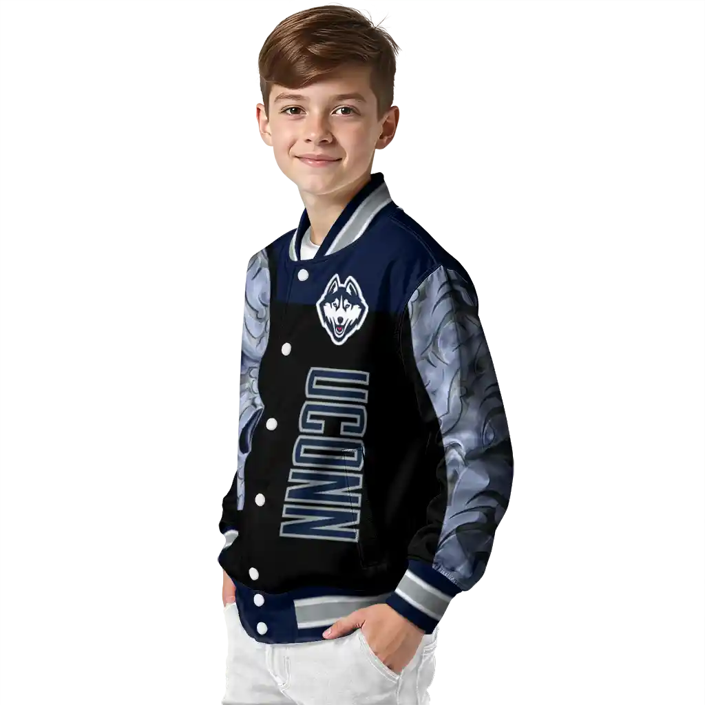 uconn huskies fire skull blue black varsity jacket trendy uconn huskies fire skull blue black varsity jacket trendy