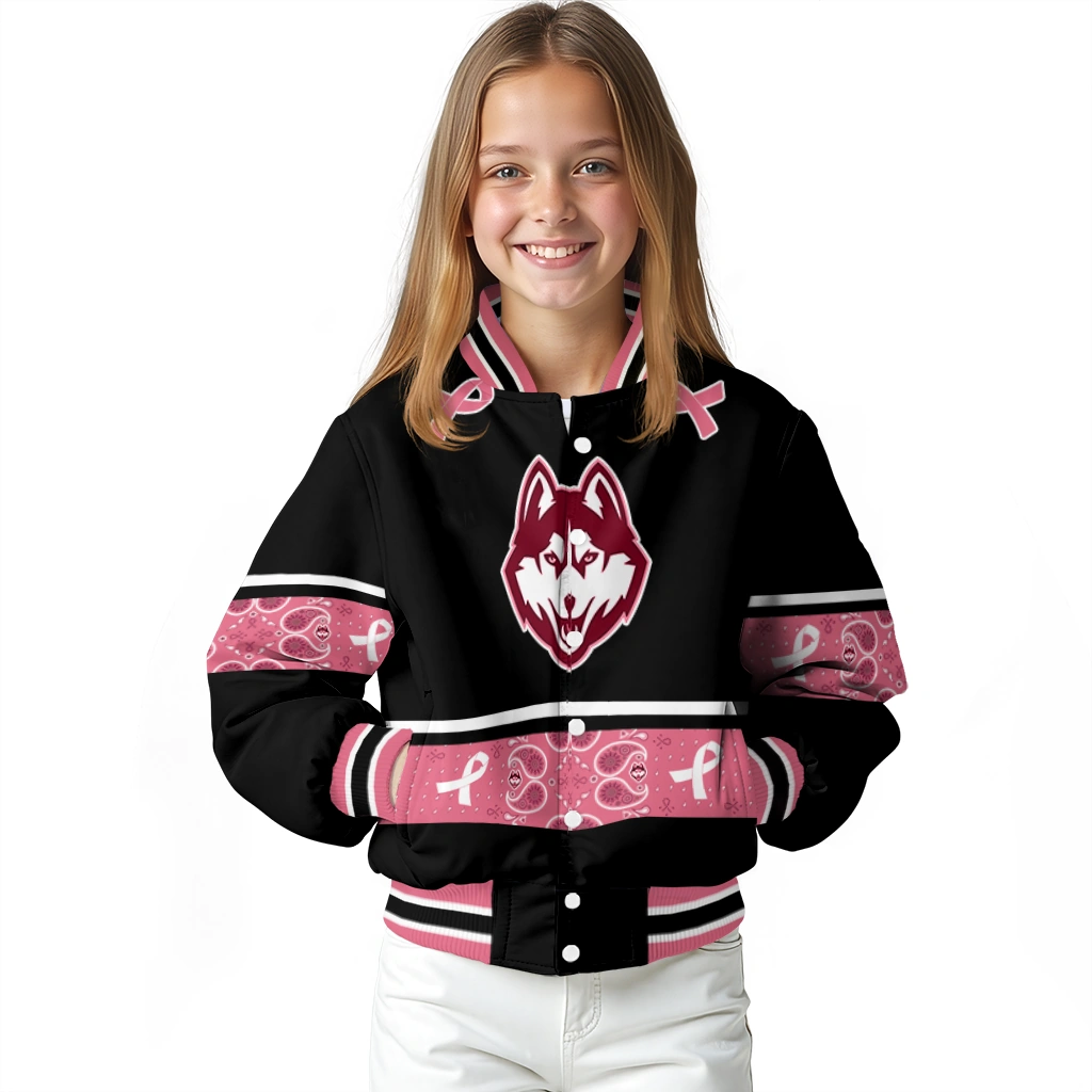 uconn huskies pink ribbon black pink varsity jacket top rated uconn huskies pink ribbon black pink varsity jacket top rated