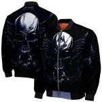 uconn huskies skull bite blue black bomber jacket best selling