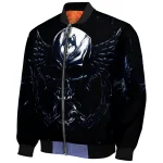 uconn huskies skull bite blue black bomber jacket best selling