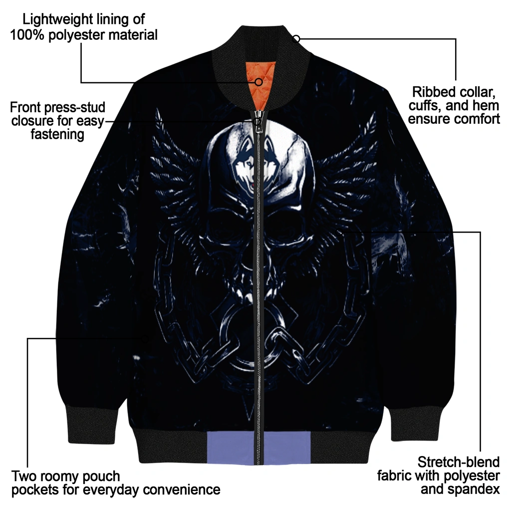 uconn huskies skull bite blue black bomber jacket new arrival uconn huskies skull bite blue black bomber jacket new arrival