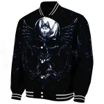 uconn huskies skull bite blue black varsity jacket best selling