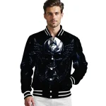 uconn huskies skull bite blue black varsity jacket best selling