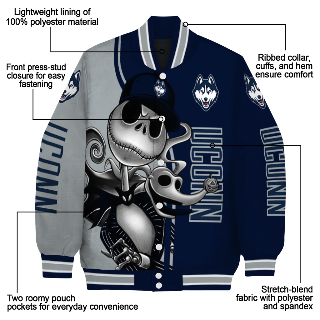 uconn huskies spooky grin blue varsity jacket new arrival uconn huskies spooky grin blue varsity jacket new arrival