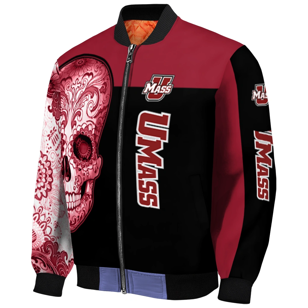umass minutemen intricate skull red black bomber jacket fashion forward umass minutemen intricate skull red black bomber jacket fashion forward