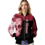 umass minutemen intricate skull red black bomber jacket best selling