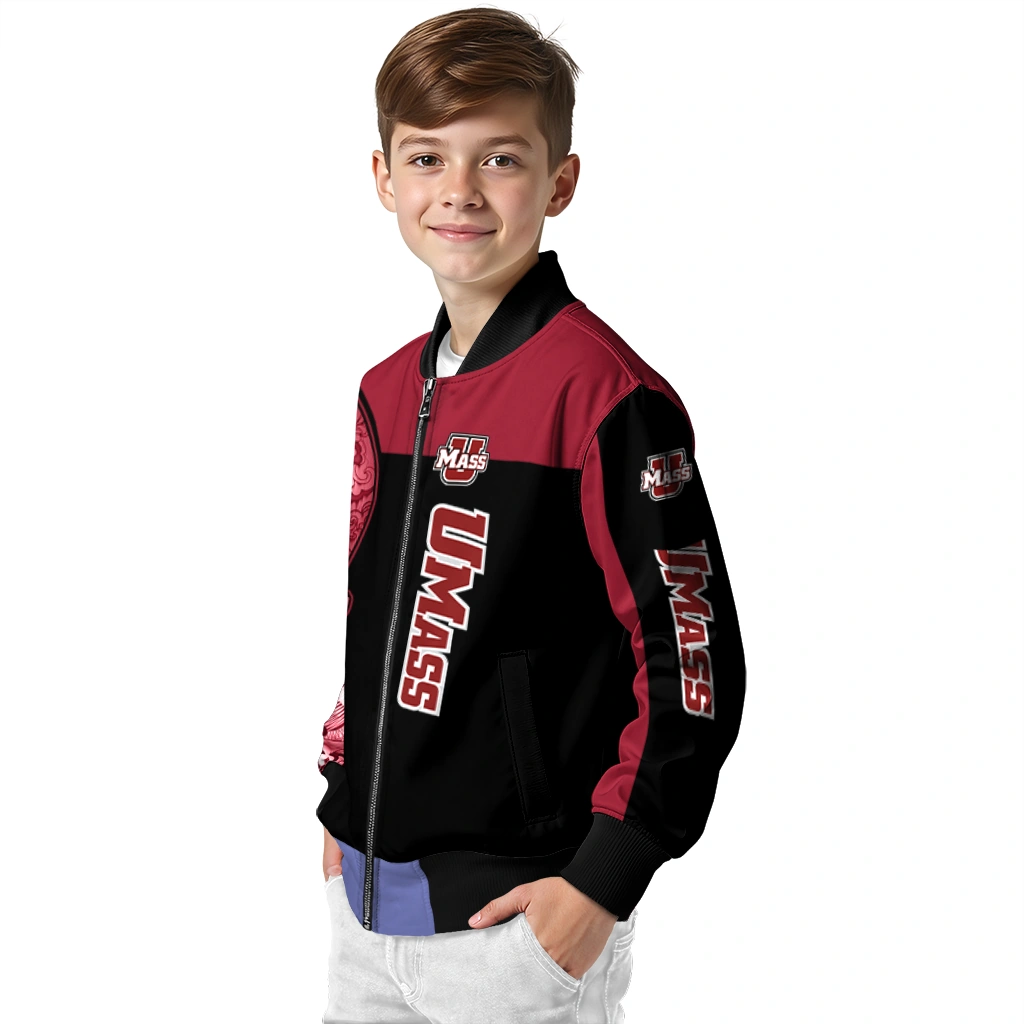 umass minutemen intricate skull red black bomber jacket trendy umass minutemen intricate skull red black bomber jacket trendy