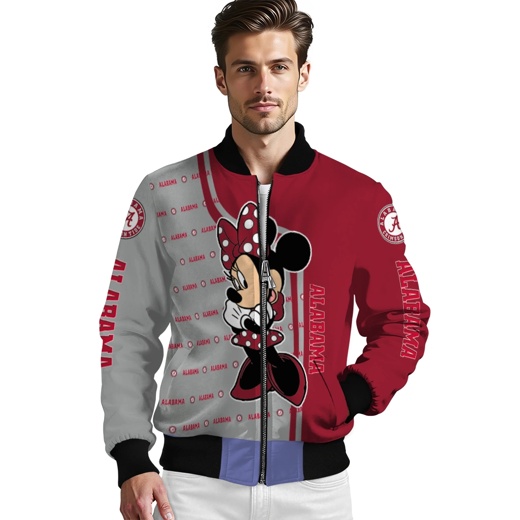 umass minutemen minnie mouse red bomber jacket high quality umass minutemen minnie mouse red bomber jacket high quality