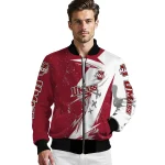 umass minutemen ripped bolt red white bomber jacket best selling