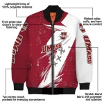 umass minutemen ripped bolt red white bomber jacket best selling