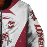 umass minutemen ripped bolt red white bomber jacket best selling