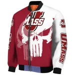 umass minutemen skull outline red white bomber jacket best selling